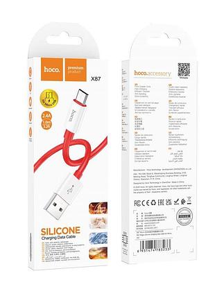 Кабель usb hoco x87 magic silicone micro колір бiлий 4