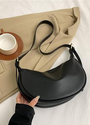 Сумка седло через плечо женская черная (rn-193)