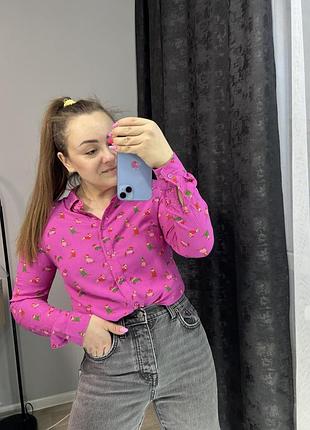 Рубашка розовая tu вискоза размер 44-46