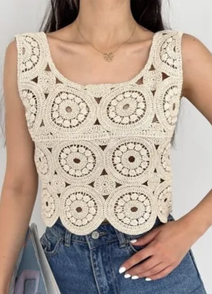 Футболка майка блузка макраме хлопок