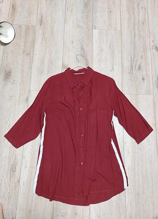 Блуза рубашка трендова з білими лампасами бордова