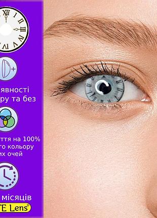 Белые цветные контактные линзы клокбелый | линзы для красоты ( нулевки ) | крейзи/косплей/хэллоуин| для светлых - черных глаз