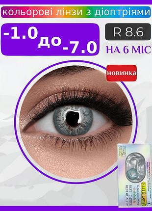 Синие линзы с диоптриями эндорфин блу | контактные линзы для плохого зрения | натуральные-естественные | оптические линзы