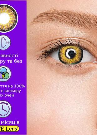 Карие цветные контактные линзы айс голд | линзы для красоты ( нулевки ) | натуральные-естественные | для светлых - черных глаз