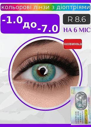 Синие линзы с диоптриями айс эндж | контактные линзы для плохого зрения | натуральные-естественные | оптические линзы