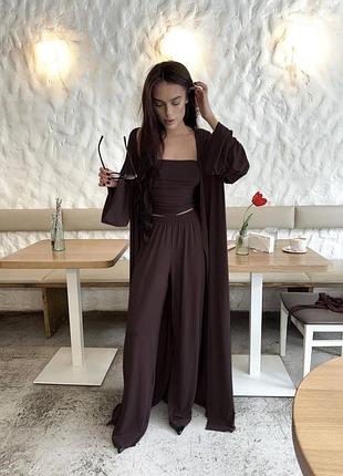 Костюм 3в1 (кардіган + топ + палаццо) або 2в1 (топ + палаццо) — стиль та комфорт в одному образі