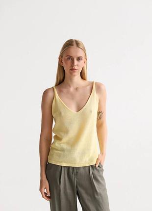 Вязаный желтый топ 50% хлопок, 30% вискоза, 332