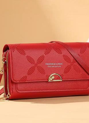 Сумка жіноча fashion classic. жіноча сумка на плечі. жіноча сумка крос-боді. жіночий клатч. червоний