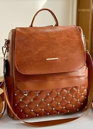 Женский кожаный рюкзак сумка balina | zmd6734-3 коричневый