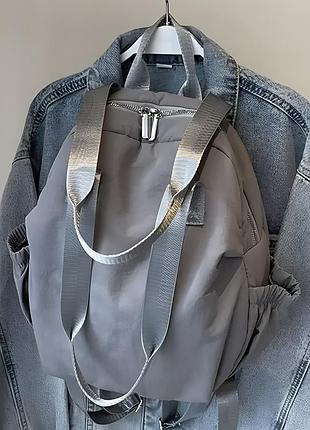 Женский рюкзак городской серый текстильный