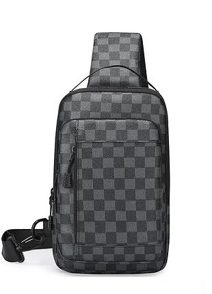 Мужская сумка слинг нагрудная экокожа черная