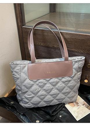 Женская нейлоновая стеганая водонепроницаемая сумка шоппер две ручки через плече
