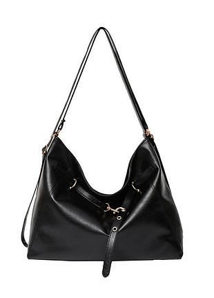 Жіноча сумка шоппер чорна екошкіра на плече