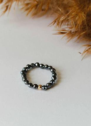 Кільце з натурального терагерца+намистина