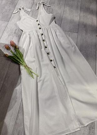 Натуральна біла довга сукня сарафан asos суміш бавовна льон лляна
