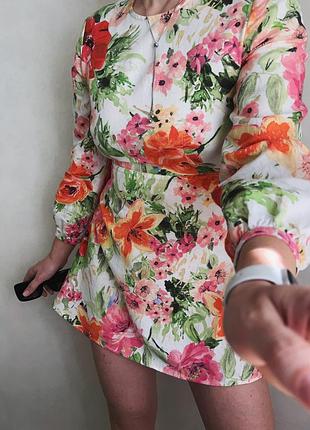 Лляна сукня від zara у квітковий принт
