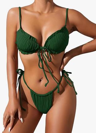 Роздільний купальник з паралоном фактурний в рубчик