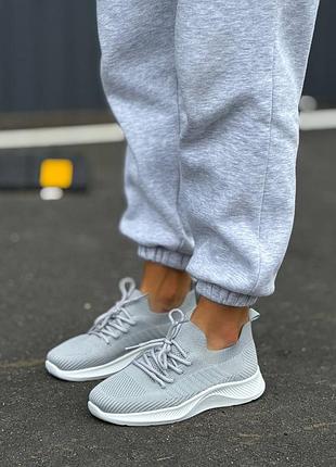 Кроссовки женские текстиль летние серого цвета, w491