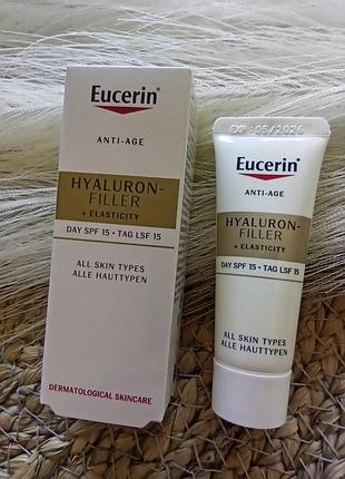✨eucerin anti-age elasticity+filler day cream spf15 антивіковий денний крем для обличчя юцерін гілаурон
