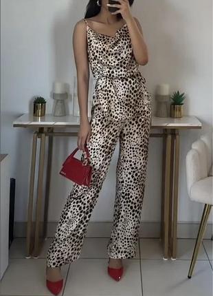 Zara шикарний невагомий костюм в білизняному стилі в принт3 фото