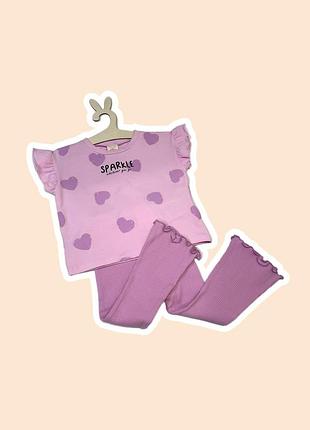 Літній комплект для дівчаток (лосінки та футболка), 2-5 років