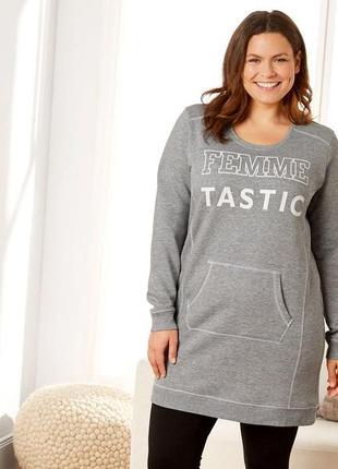 Натуральная теплая туника/платье/худи с начесом экстра мега-батал 💣 (наш 62/64).💣