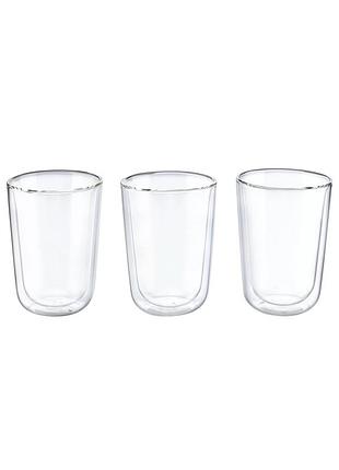 Термо склянки з подвійними стінками для капучіно 3 шт 320 мл прозорі ernesto