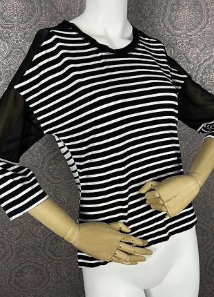 Karen millen — смугаста футболка з подовженими рукавами