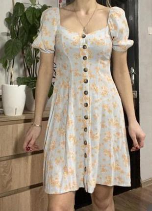Сукня f&f квіткова на ґудзиках/рукава буфи ідеал віскоза рлзмір 14(м-l) ідеал