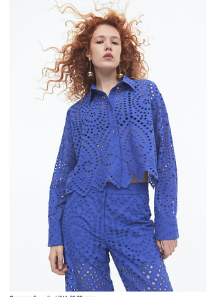 Вышитая рубашка с люверсами h&amp;m