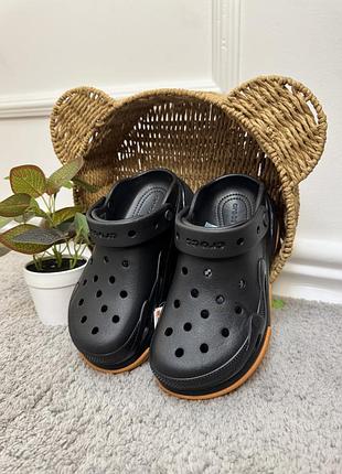 Чорні крокси на платформі crocs bubble crush clog black