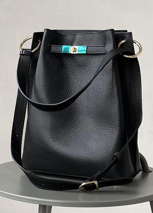 Женская кожаная сумка madlen черная 808001