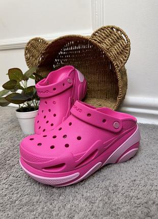 Crocs bubble blue clog pink жіночі крокси на платформі в рожевому кольорі