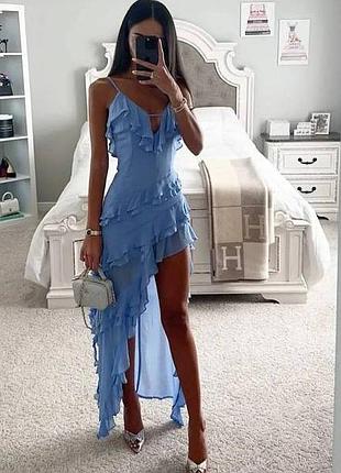 Шикарное летнее штапельное платье ассиметрия в расцветках рр 42-48