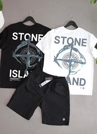 Стильна чоловіча футболка + футболка + шорти stone island