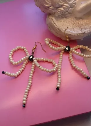 Сережки женские бантики  ручной работы