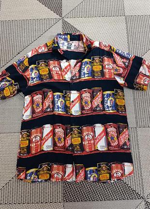 Рубашка гавайка с пивным принтом