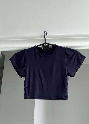 Базова вкорочена темно синя футболка