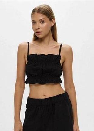 Чорний бавовняний топ на бретелях h&m