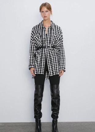 Твідова сорочка рубашка оверсайз чорна з білим