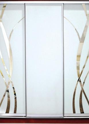 Шкаф купе luxe studio стандарт-1 зеркало с пескоструем-3 2100x2000x450 трехдверный (31807)