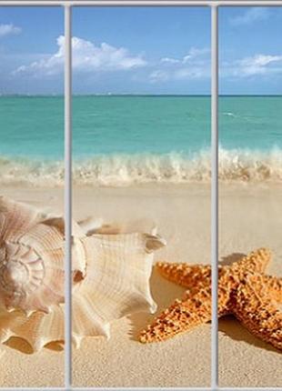 Шкаф купе luxe studio стандарт-1 фотопечать море-45 2400x2000x450 трехдверный  (47496)