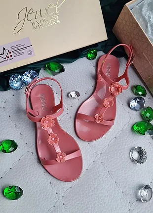 Badgley mischka оригінал рожеві силіконові сандалі з квітами
