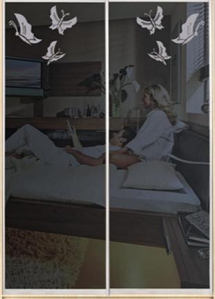 Шафа-купе luxe studio стандарт-2 тоноване дзеркало з піскоструєм-7 1000x2200x600 дводверна (89081)