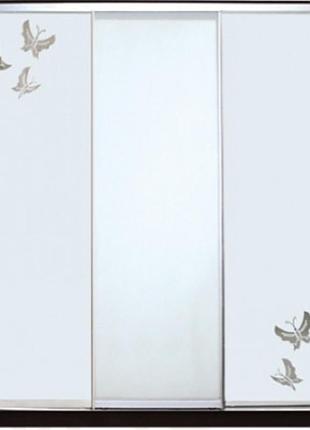 Шкаф купе luxe studio стандарт-1 зеркало с пескоструем-12 2200x2100x450 трехдверный (32202)