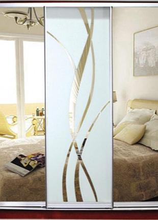 Шкаф купе luxe studio стандарт-1 зеркало с пескоструем-9 2100x2300x450 трехдверный (33320)