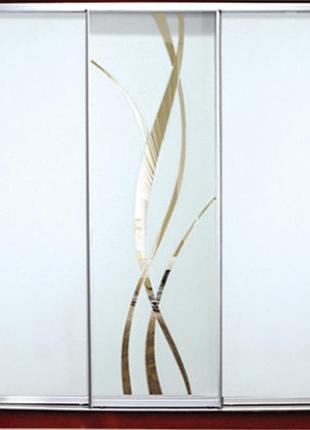 Шкаф купе luxe studio стандарт-1 зеркало с пескоструем-1 2300x2300x450 трехдверный (32791)