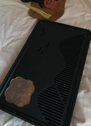 Чайная доска для гунна ча с металлическим декором