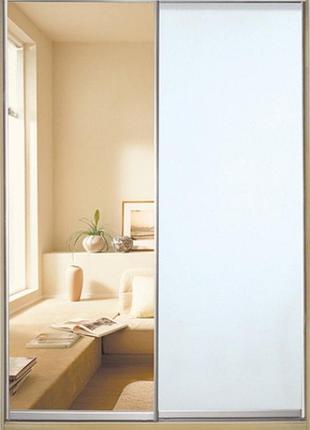 Шкаф купе luxe studio стандарт-3 зеркало/зеркало с пескоструем 1400x2200x600 двухдверный (100256)
