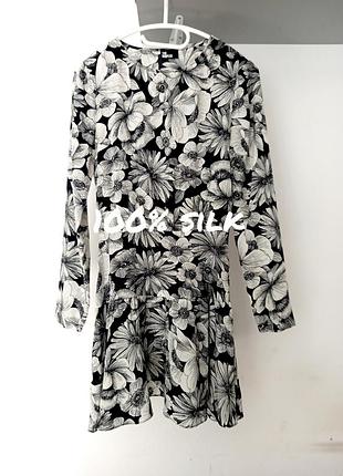 100% шелковое мини платье в цветы от the kooples